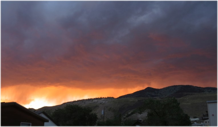 Burning sun behind the mountain Gardiner Montana