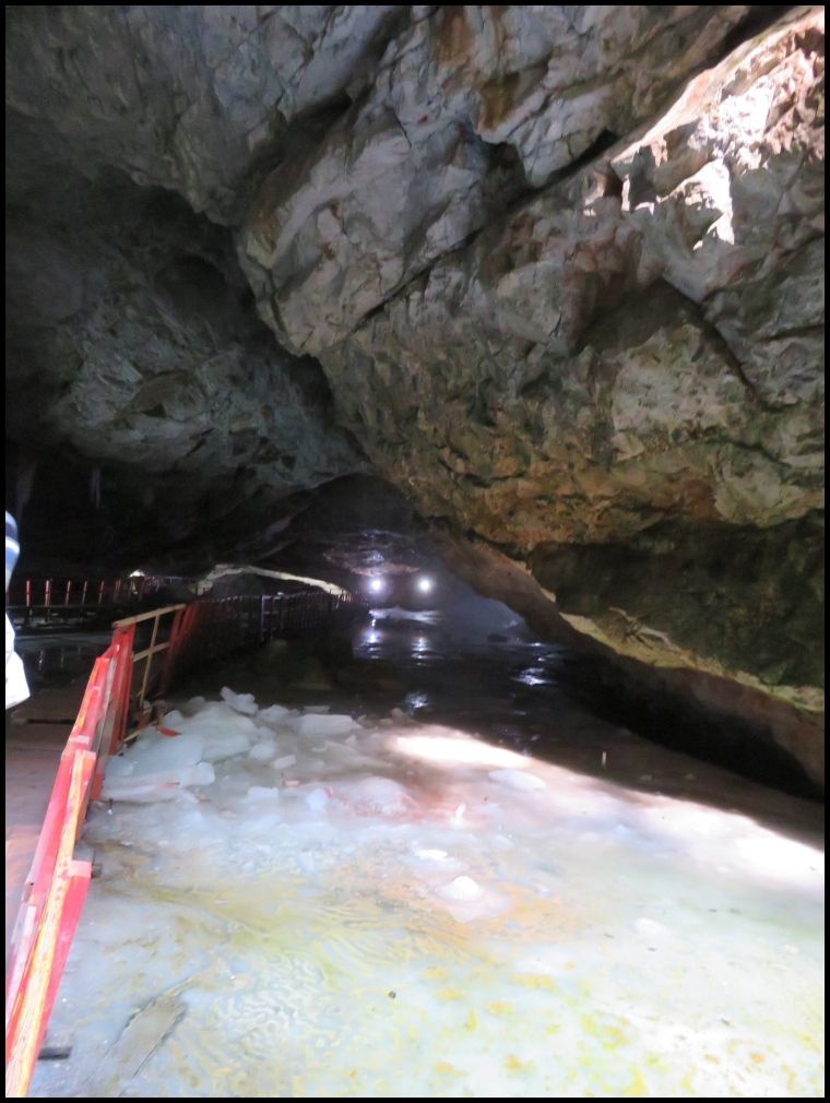 Scarisoara Ice Cave - first sight of the ice on the right side of the entrance