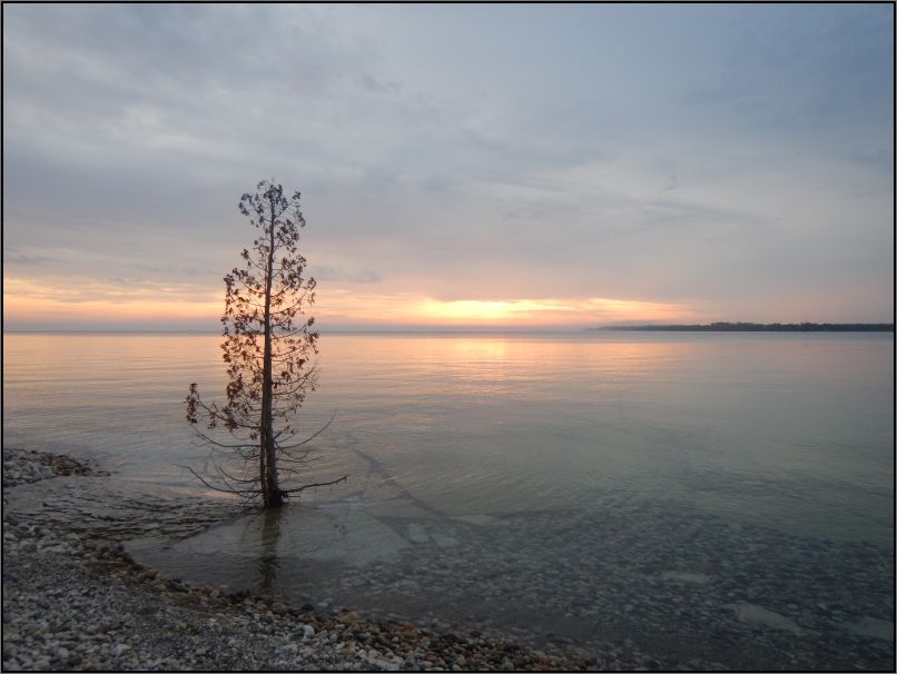 Providence Bay clear water at sunset