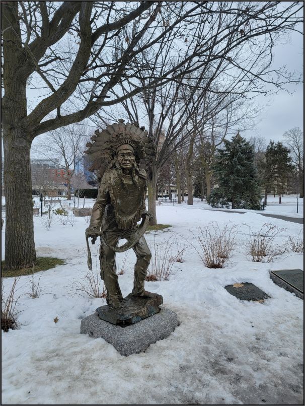Niagara Falls - Chief Clinton Rickard statue, the founder of the Indian defense league of America