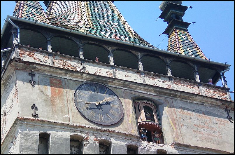 Sighisoara Clock Tower - Close up of the clock facing the Citadel