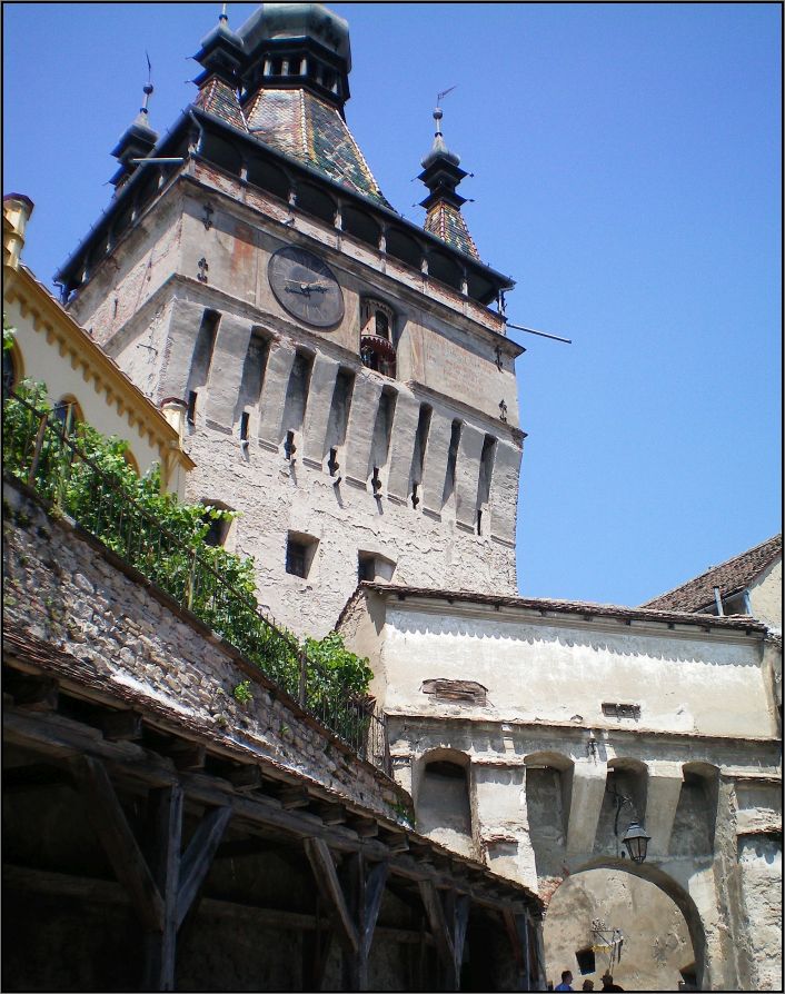 Sighișoara Clock Tower - the clock facing the Citadel, with different figurines as the outside clock