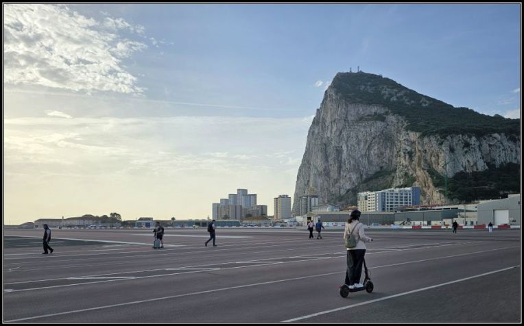 Crossing the airfield from Spain to Gibraltar